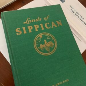 The green and gold cover of Lands of Sippican by Alice Ryder gives the history of Marion and Old Rochester, MA